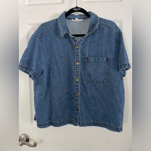 Jane & Delancey Blue Denim Short Sleeve Shirt